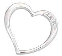 Anhänger Herz 585 Gold Weißgold 3 Diamanten Brillanten 0,03ct. Herzanhänger