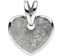 Anhänger Herz 585 Gold Weißgold eismatt 3 Diamanten Brillanten Herzanhänger