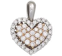 Anhänger Herz 585 Gold Weißgold Rotgold bicolor 43 Diamanten Brillanten