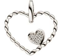 Anhänger Herz Herzen 585 Gold Weißgold 6 Diamanten Brillanten Herzanhänger