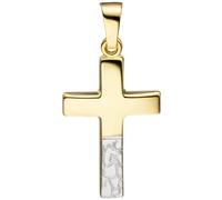 Anhänger Kreuz 333 Gold Gelbgold bicolor diamantiert Kreuzanhänger