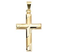 Anhänger Kreuz 333 Gold Gelbgold teil matt diamantiert Kreuzanhänger Goldkreuz