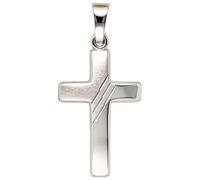 Anhänger Kreuz 333 Gold Weißgold teil matt Kreuzanhänger Weißgoldkreuz