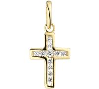 Anhänger Kreuz 375 Gold Gelbgold 11 Zirkonia Kreuzanhänger Goldkreuz