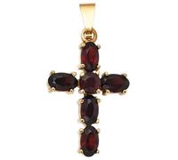 JOBO Anhänger Kreuz 375 Gold Gelbgold 6 Granate rot Goldkreuz