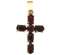 JOBO Anhänger Kreuz 375 Gold Gelbgold 6 Granate rot Goldkreuz