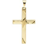 Anhänger Kreuz 375 Gold Gelbgold teil matt Kreuzanhänger Goldkreuz