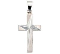 Anhänger Kreuz 375 Gold Weißgold mattiert