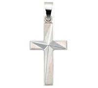 Anhänger Kreuz 375 Gold Weißgold teil matt Kreuzanhänger Weißgoldkreuz