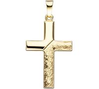 JOBO Anhänger Kreuz 585 Gold Gelbgold gehämmert Goldanhänger Goldkreuz Kreuzanhänger