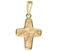 JOBO Anhänger Kreuz 585 Gold Gelbgold teil gehämmert Kreuzanhänger Goldkreuz