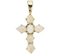 JOBO Anhänger Kreuz 585 Gold Gelbgold 6 Opale Kreuzanhänger Goldkreuz
