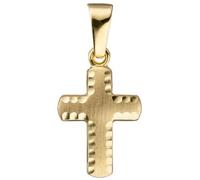 Anhänger Kreuz 585 Gold Gelbgold diamantiert matt KreuzAnhänger