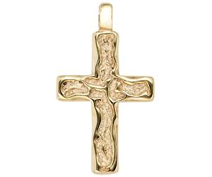 Anhänger Kreuz 585 Gold Gelbgold gehämmert Kreuzanhänger Goldkreuz