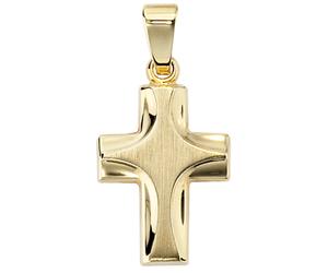Anhänger Kreuz 585 Gold Gelbgold mattiert Kreuzanhänger Goldkreuz