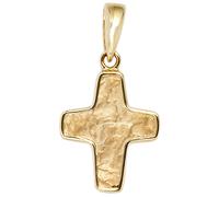 Anhänger Kreuz 585 Gold Gelbgold teil gehämmert Kreuzanhänger Goldkreuz