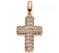 Anhänger Kreuz 585 Gold Rotgold 26 Diamanten Brillanten 0,08ct.