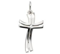 Anhänger Kreuz 585 Gold Weißgold 1 Diamant Brillant Kreuzanhänger Weißgoldkreuz