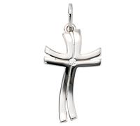 Anhänger Kreuz 585 Gold Weißgold 1 Diamant Brillant Kreuzanhänger Weißgoldkreuz