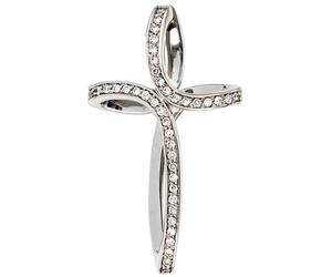 Anhänger Kreuz 585 Gold Weißgold 40 Diamanten Brillanten Kreuzanhänger Goldkreuz