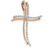 Anhänger Kreuz 585 Gold Weißgold Rotgold bicolor 42 Diamanten Brillanten