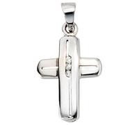 JOBO Anhänger Kreuz 585 Gold Weißgold 3 Diamanten Brillanten Kreuzanhänger Goldkreuz