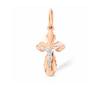 Anhänger - Kreuz mit Kruzifix aus 585 Rot- und Weißgold