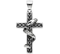 Anhänger Kreuz mit Schlange Edelstahl geschwärzt