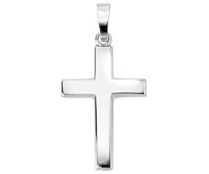 Anhänger Kreuz schlicht 585 Weißgold Kreuz Anhänger Weißgoldkreuz