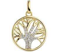 Anhänger Lebensbaum Baum 375 Gelbgold bicolor 27 Zirkonia