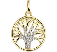 Anhänger Lebensbaum Baum 375 Gold Gelbgold bicolor 27 Zirkonia Goldanhänger