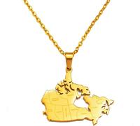 Anhänger mit Karte und Flagge von Kanada, Edelstahlschmuck, Halsketten geeignet für Frauen und Männer
