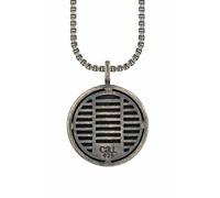 Kette mit Anhänger CAÏ "925/- Silber matt oxidiert Rock Music Skull Wappen", silber (silbergrau), Halsketten, Herren, 60cm, Silber 925 (Sterlingsilber), L: 60cm B: 19.0mm, matt, B:19.0mm (19160428-0)