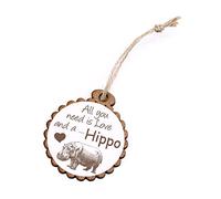 Anhänger mit Spruch All You Need is Love and a Hippo - Nilpferd Motiv Ø 5 cm