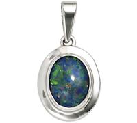 Anhänger oval 585 Gold Weißgold 1 Opal-Triplette Weißgoldanhänger Opalanhänger