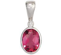 Anhänger oval 585 Gold Weißgold 1 rosa Turmalin 1 Diamant 0,01ct.