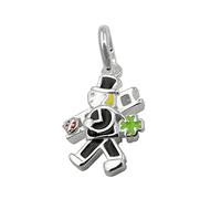 Anhänger Schornsteinfeger 12x10mm multicolor lackiert 925 Silber Kinder
