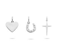 Anhänger Set TAMARIS "Schmuck Geschenk 3er Anhänger Bundle Herz, Hufeisen, Kreuz", silber (edelstahlfarben, kristallweiß, kristallweiß), Schmuckanhänger, Damen, Edelstahl, 1,5 g, mit Glasstein (410228