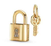 Anhänger Set Vorhängeschloss und Schlüssel, IP Gold