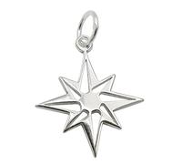 Anhänger Stern Windrose 14mm aus 925 Silber glänzend schlicht