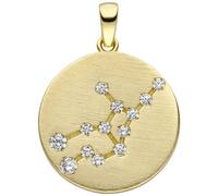 Anhänger Sternzeichen Jungfrau 333 Gold Gelbgold matt 13 Zirkonia Goldanhäng