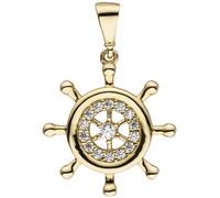 Anhänger Steuer Steuerrad 333 Gold Gelbgold 15 Zirkonia Goldanhänger