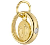 Anhänger Taufring Füße Babyfüße 333 Gold Gelbgold 1 Zirkonia Goldanhänger