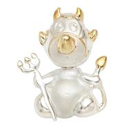 Anhänger Teufel 925 Sterling Silber bicolor vergoldet matt mattiert