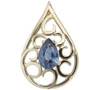 Anhänger Tropfen 585 Gold Gelbgold 1 blauer Safir Tropfenform Goldanhänger