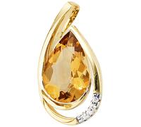 Anhänger Tropfen 585 Gold Gelbgold 4 Diamanten Brillanten 1 Citrin Goldanhänger
