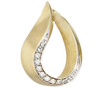 Anhänger Tropfen 585 Gold Gelbgold bicolor teilmatt 10 Diamanten Brillanten
