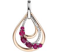 Anhänger Tropfen 585 Gold Rotgold bicolor 6 Rubine rot 13 Diamanten Brillanten