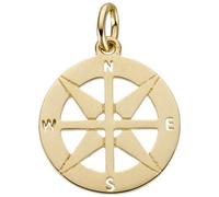 Anhänger Windrose Kompass Ø 12,5mm Kompassrose aus 585 Gold Gelbgold rund flach