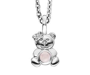 AnhängerKette - Silber - Teddy mit Rosenquarz